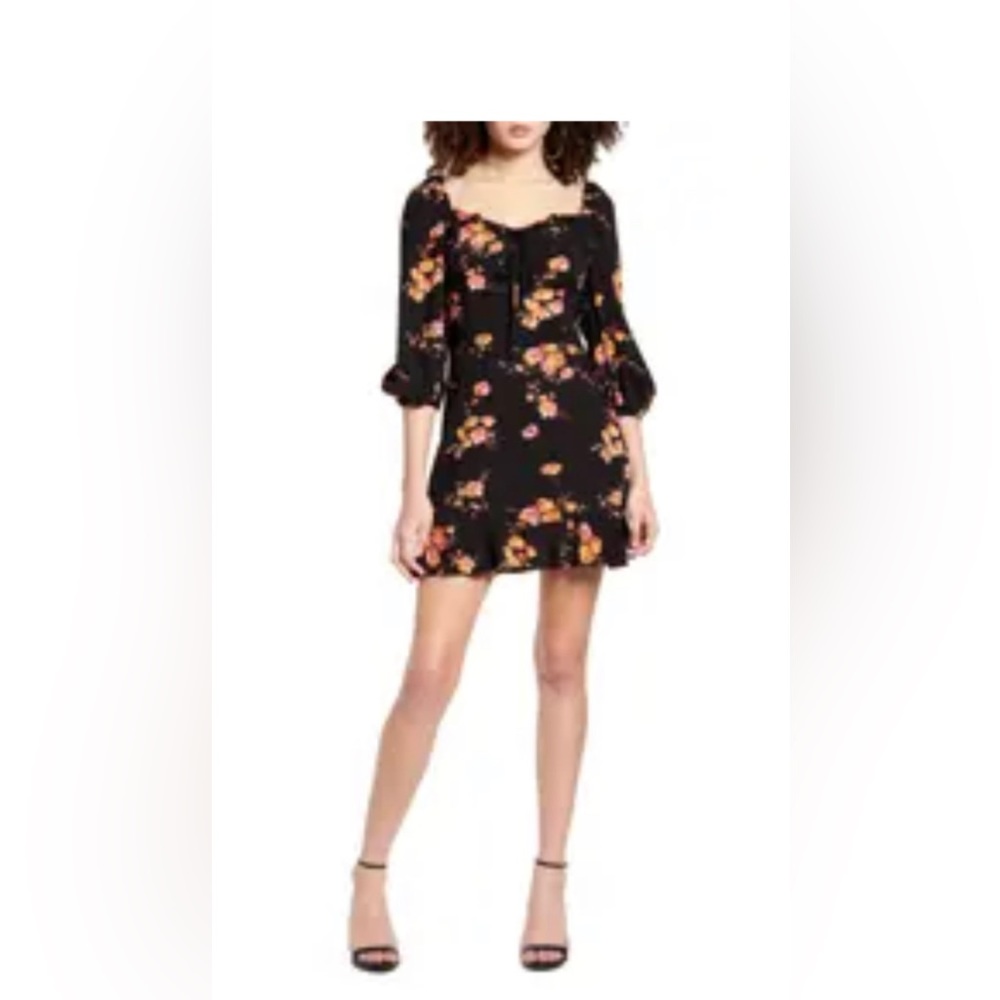 Black Floral Dress with Sleeves